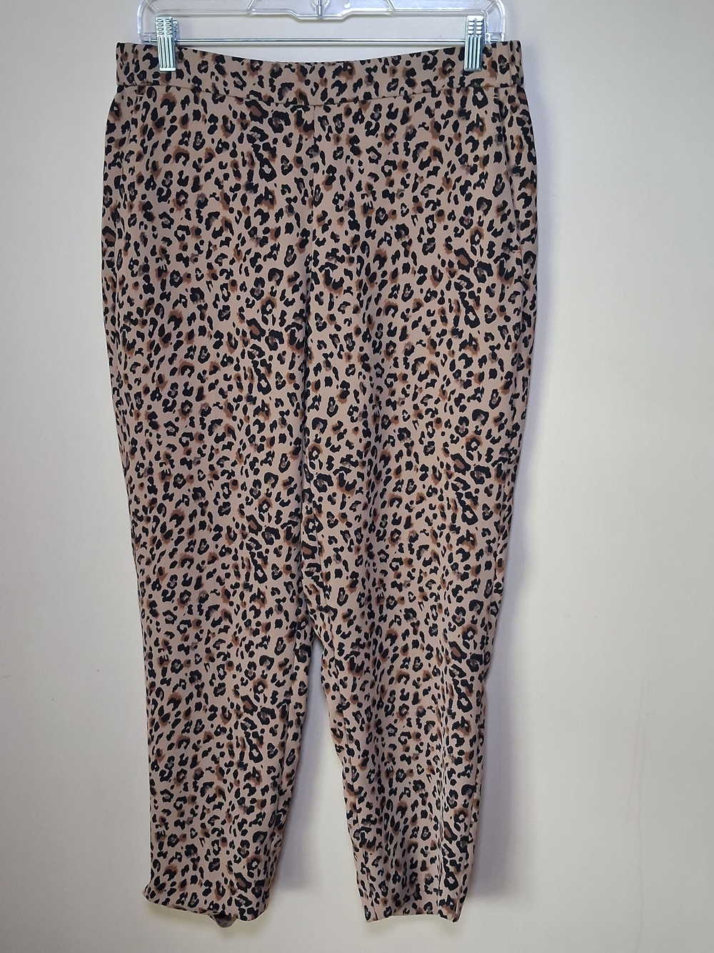 J.Crew Factory Women's Jamie Black Brown Leopard Print Pants; Size 10